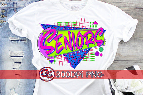 Senior 90s Geometric Shapes PNG for Sublimation Sublimation Greedy Stitches 