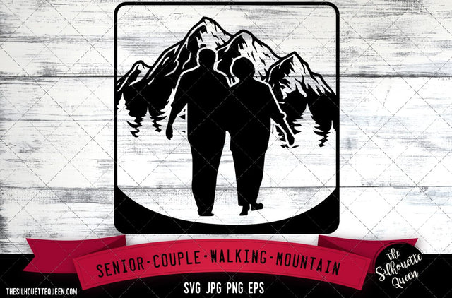 Senior couple walking mountains SVG -Vector Art Commercial & Personal Use- Cricut,Silhouette,Cameo,Vinyl Cut SVG Loveleen Kaur 