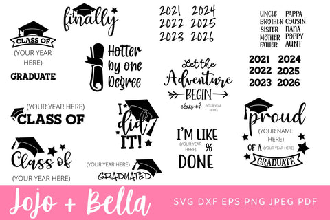 Senior Graduation Svg Bundle, Blank Designs, Senior Svg, Graduation Svg, Graduation Svg Bundle, Svg files for Cricut, Silhouette, Download SVG Jojo&Bella 