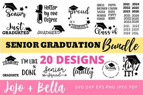 Senior Graduation Svg Bundle, Blank Designs, Senior Svg, Graduation Svg, Graduation Svg Bundle, Svg files for Cricut, Silhouette, Download SVG Jojo&Bella 