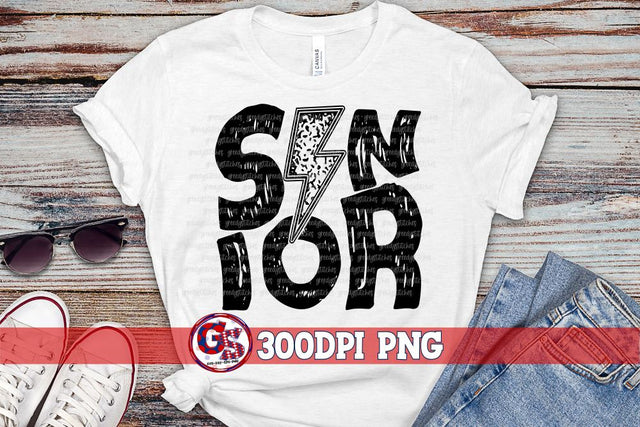 Senior Lightning Bolt PNG for Sublimation Sublimation Greedy Stitches 