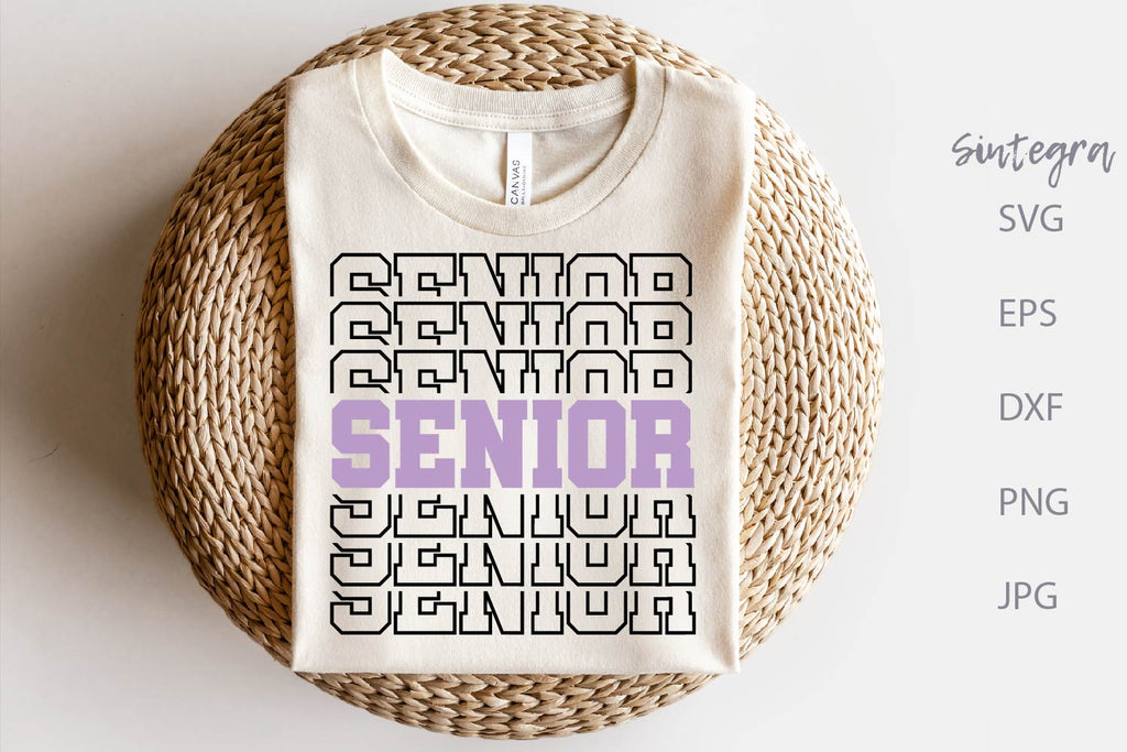 Senior Script Vector Senior Stacked Design SVG Cut File Free For Commercial Use - So Fontsy