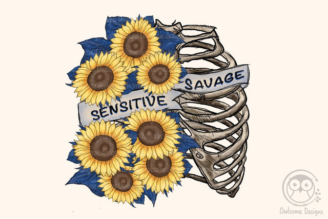 Sensitive Savage Skeleton Sunflower Sublimation Design Sublimation LAM HOANG THUY 