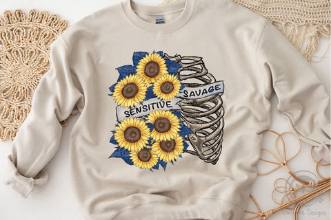 Sensitive Savage Skeleton Sunflower Sublimation Design Sublimation LAM HOANG THUY 