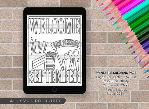 September Month Printable Coloring Page Bundle, PDF Colouring Book, Instant Download, CBP00019 SVG ETC Craft 