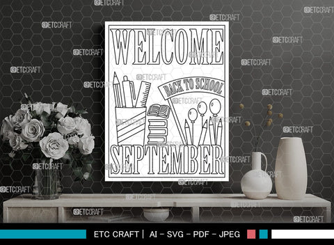 September Month Printable Coloring Page Cut File, PDF Colouring Book, Instant Download, CBP00019 SVG ETC Craft 