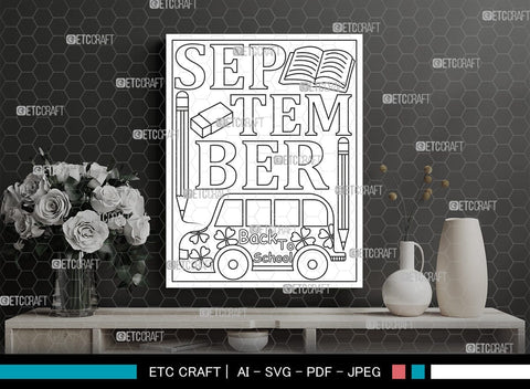 September Month Printable Coloring Page Cut File, PDF Colouring Book, Instant Download, CBP00019 SVG ETC Craft 