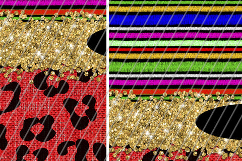 Serape and Leopard 20oz Skinny Tumbler Sublimation/ Gold Glitter/ Red and Green Leopard/ Animal Print Sublimation Marlene Campos 