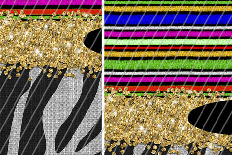 Serape and Zebra 20oz Skinny Tumbler Sublimation/ Gold Glitter/ Black and White zebra Sublimation Marlene Campos 