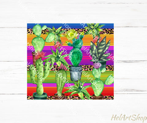 Serape Cactus Tumbler PNG, Succulent SKINNY TUMBLER 20 Oz PN Sublimation _HelArtShop_ 