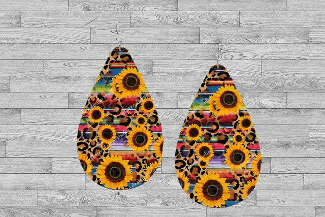 Serape Leopard Teardrop Earrings Png,Leopard Earrings,Western Earrings,Sunflower Earrings Sublimation,Sublimation Design,Digital Download Sketch DESIGN ArtStudio 
