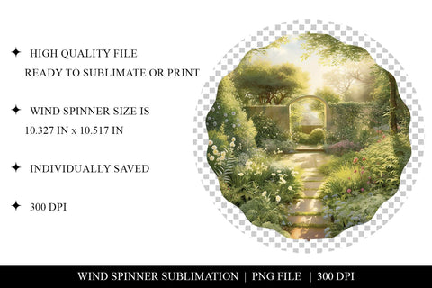 Serene Garden Wind Spinner Sublimation Design Sublimation BijouBay 