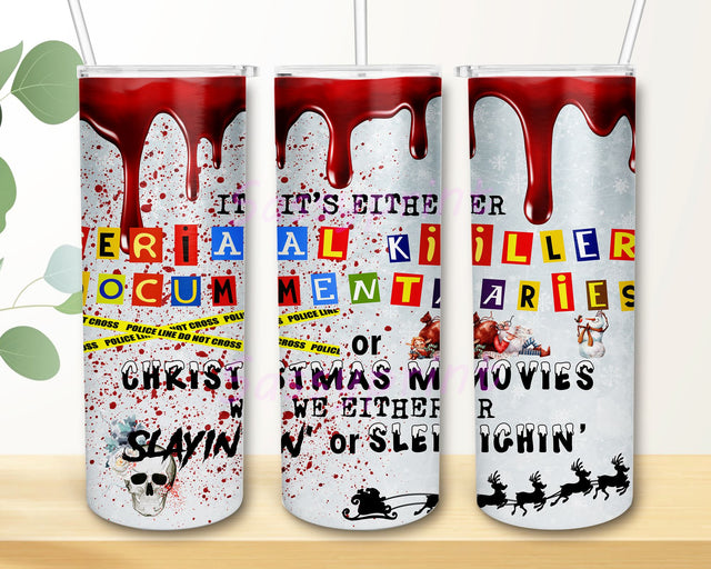 Serial Killers Christmas Tumbler Wrap, Sublimation Wrap, Digital Tumbler Wrap, Christmas 20 oz Skinny Tumbler PNG Sublimation sassyprint 