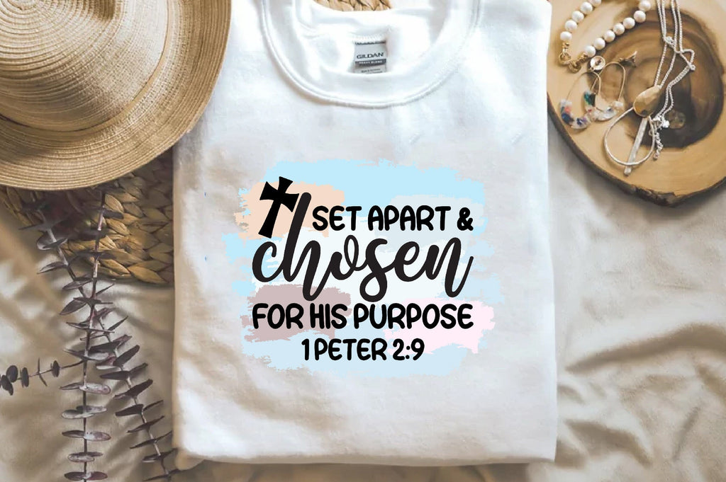 Set Apart & Chosen For His Purpose 1 Peter 2:9 Sublimation - So Fontsy