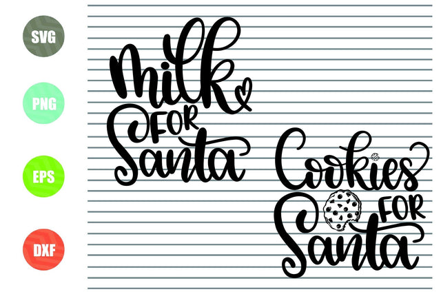 Set Cookies For Santa Svg, Milk For Santa Svg (1) - Christmas Svg, Png, Dxf, Eps Cut Files SVG Artstoredigital 