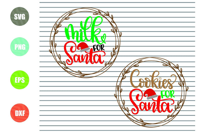Set Cookies For Santa Svg, Milk For Santa Svg (2) - Christmas Svg, Png, Dxf, Eps Cut Files SVG Artstoredigital 