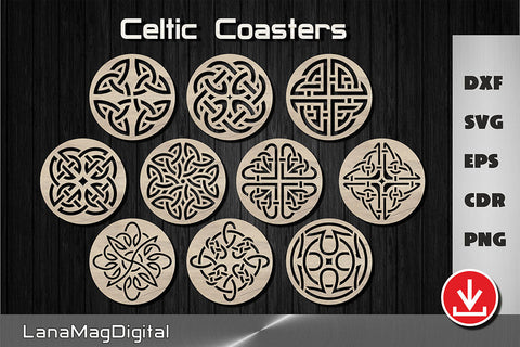 Set of 10 Celtic knot coasters svg, Irish home decor Laser cut file SVG LanaMagDigital 