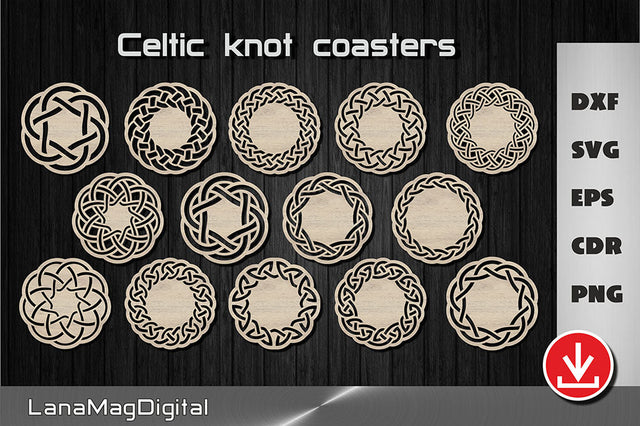 Set of 14 Celtic knot coasters svg, Irish home decor Laser cut files SVG LanaMagDigital 