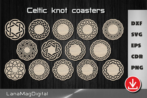 Set of 14 Celtic knot coasters svg, Irish home decor Laser cut files SVG LanaMagDigital 