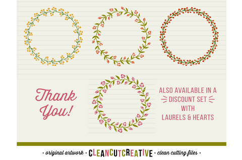Set of 15 Floral Wreaths - floral leaf circle frames - SVG cut files SVG CleanCutCreative 