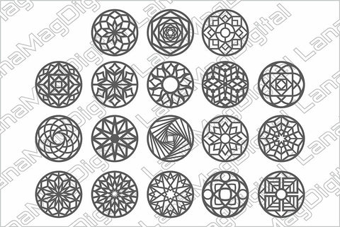 Set of 18 Round Mandala coasters svg Mandala wall decor cut file