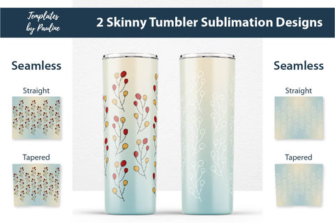 Set of 2 Cute Fall Leaves Sublimation Tumbler Wraps PNG Sublimation Templates by Pauline 