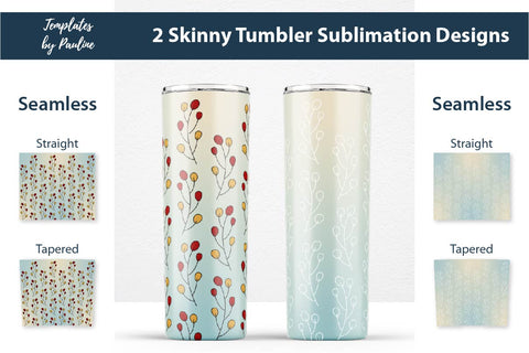 Set of 2 Cute Fall Leaves Sublimation Tumbler Wraps Sublimation Templates by Pauline 