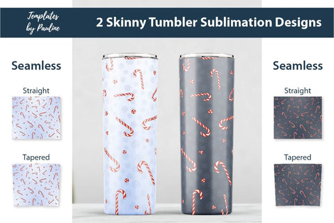 Set of 2 Seamless Christmas Candy Cane Tumbler Wrap Sublimation Templates by Pauline 