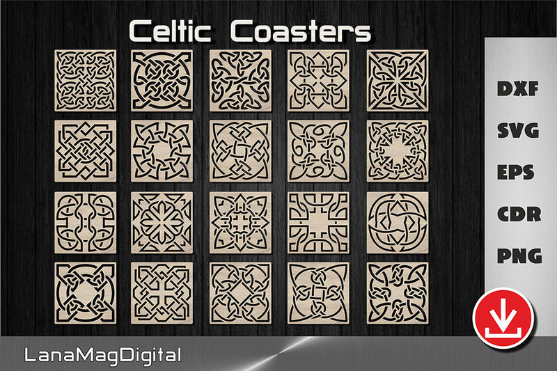 Set of 20 Celtic knot coasters svg, Irish home decor, Laser cut files ...