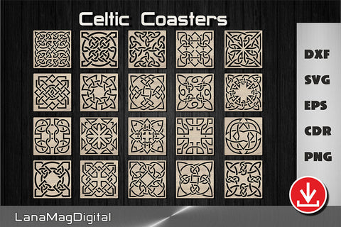 Set of 20 Celtic knot coasters svg, Irish home decor, Laser cut files SVG LanaMagDigital 
