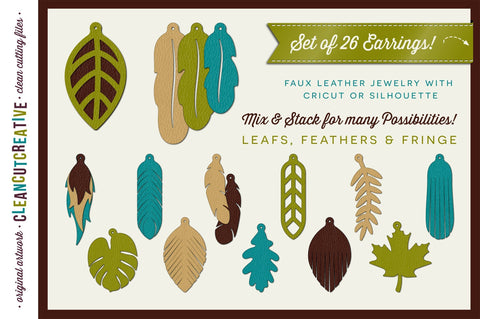 Set of 26 Faux Leather Earrings - SVG craft file SVG CleanCutCreative 