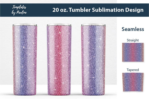 Set of 3 Fall Hot Pink Glitter Seamless Sublimation Wraps, 20 oz Skinny Tumbler Sublimation Templates by Pauline 