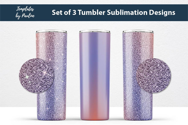 Set of 3 Fall Orange Purple Sublimation Tumbler Wraps Sublimation Templates by Pauline 