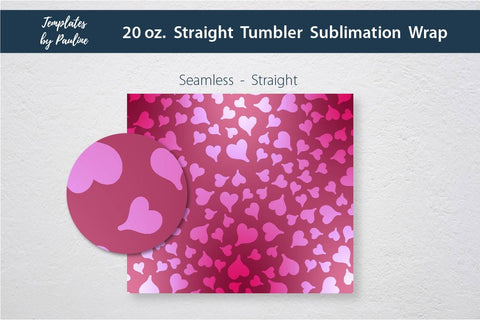 Set of 3 Pink Heart Sublimation Tumbler Wraps Sublimation Templates by Pauline 