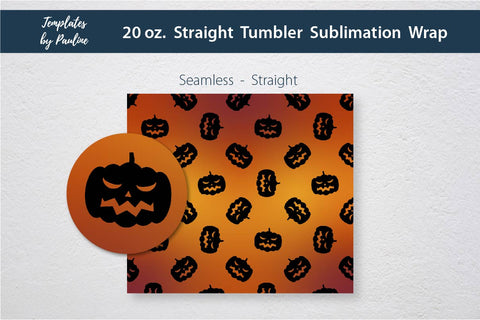 Set of 3 Seamless Halloween Pumpkin Sublimation Wraps for 20 oz Skinny Tumbler Sublimation Templates by Pauline 