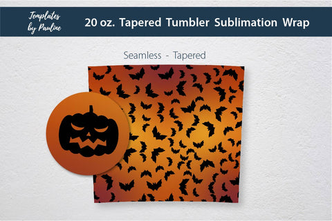 Set of 3 Seamless Halloween Pumpkin Sublimation Wraps for 20 oz Skinny Tumbler Sublimation Templates by Pauline 