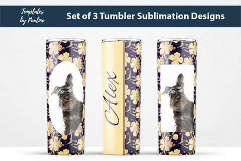 Set of 3 Seamless Yellow Leaves Photo Tumbler Wraps for Sublimation Sublimation Templates by Pauline 