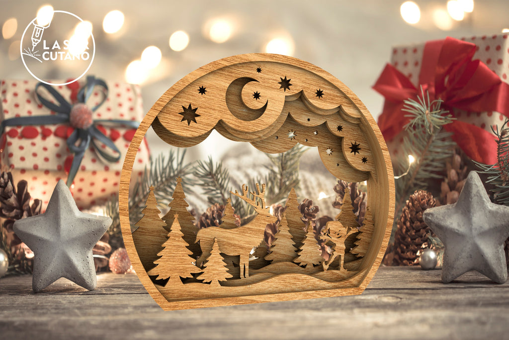SET OF 3 SNOW GLOBE 3D Christmas Bundle Laser Cut Files, Multilayer ...
