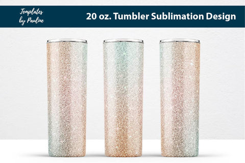 Set of 3 Teal Beige Glitter Seamless Sublimation Wraps, 20 oz Skinny Tumbler Sublimation Templates by Pauline 