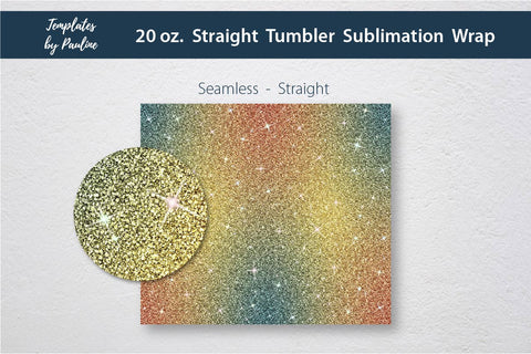 Set of 3 Yellow Green Glitter Seamless Sublimation Wraps, 20 oz Skinny Tumbler Sublimation Templates by Pauline 