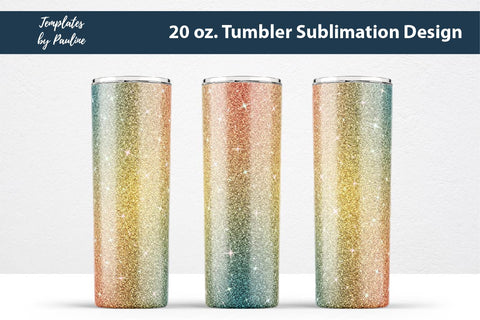 Set of 3 Yellow Green Glitter Seamless Sublimation Wraps, 20 oz Skinny Tumbler Sublimation Templates by Pauline 