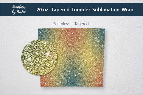 Set of 3 Yellow Green Glitter Seamless Sublimation Wraps, 20 oz Skinny Tumbler Sublimation Templates by Pauline 