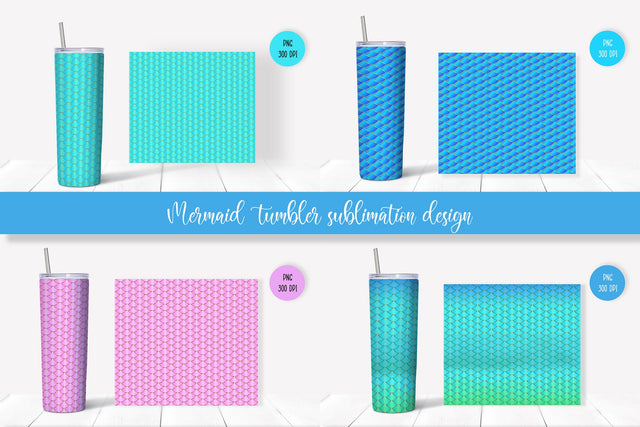 Set of 4 Mermaid Tumblers Sublimation Design. 20oz Skinny Tumbler Wrap Sublimation Vera Fedorova 