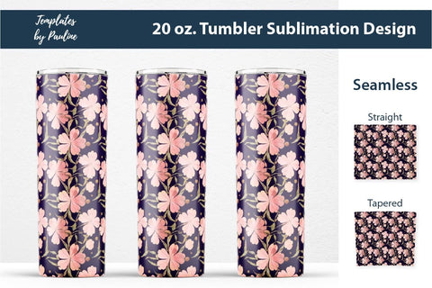 Set of 4 Seamless Watercolor 4-leaf Clover Sublimation Tumbler Wraps Sublimation Templates by Pauline 