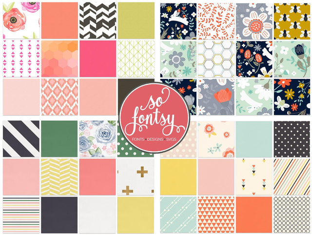 Set of 48 Digital Patterns SVG So Fontsy Design Shop 