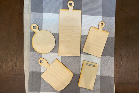 Set of 5 Cutting Boards for Laser Cutting Machine | Tested with Glowforge | SVG File | Tiered Tray Decor and More! SVG Diva Watts Designs 
