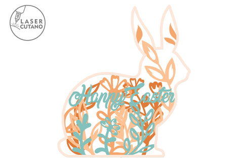 SET OF 5 EASTER RABBITS Multilayer Laser Cut Designs, Mandala, Round Sign SVG, 3D Designs, Mini Design Bundles, Multilayer Laser Cut Files SVG LaserCutano 
