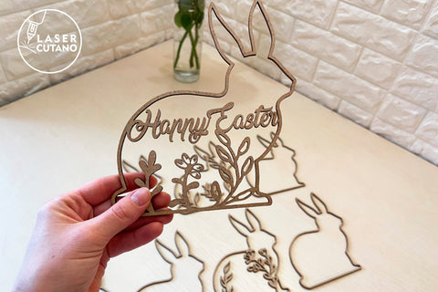 SET OF 5 EASTER RABBITS Multilayer Laser Cut Designs, Mandala, Round Sign SVG, 3D Designs, Mini Design Bundles, Multilayer Laser Cut Files SVG LaserCutano 