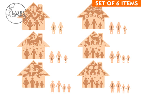 Set of 6 Home Key Holder Laser Cut Files, SVG, Keychain, Multilayer Laser Cut Files, Mandala, Round Sign SVG, 3D Designs, Mini Design Bundles SVG LaserCutano 