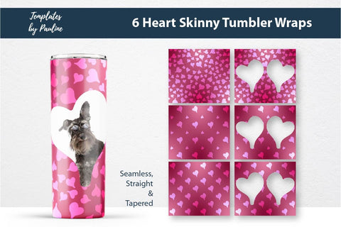 Set of 6 Pink Wedding Heart Sublimation Tumbler Wraps Sublimation Templates by Pauline 